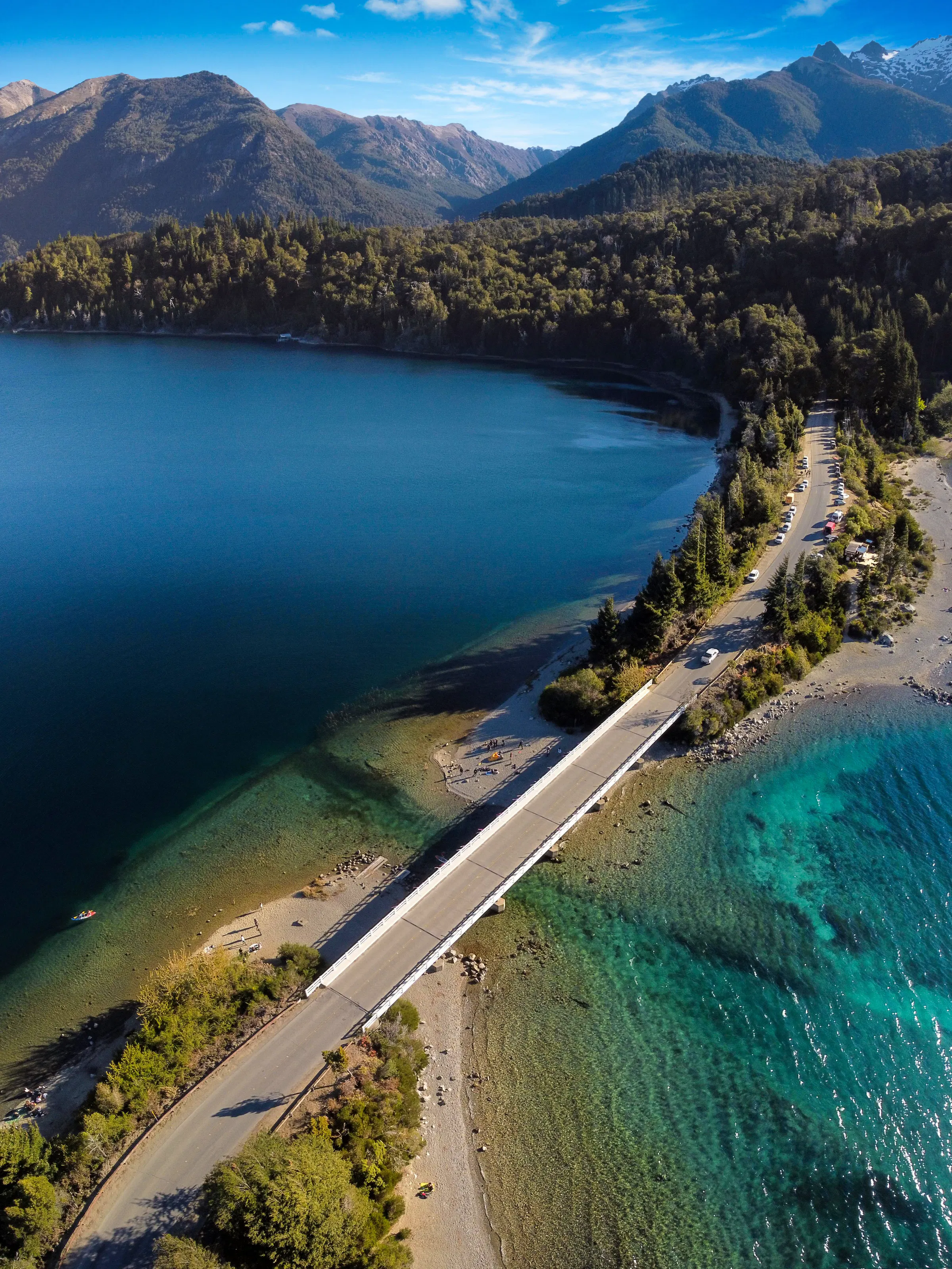 Aerial view of scenic road, Lago Nahuel Huapi Bariloche