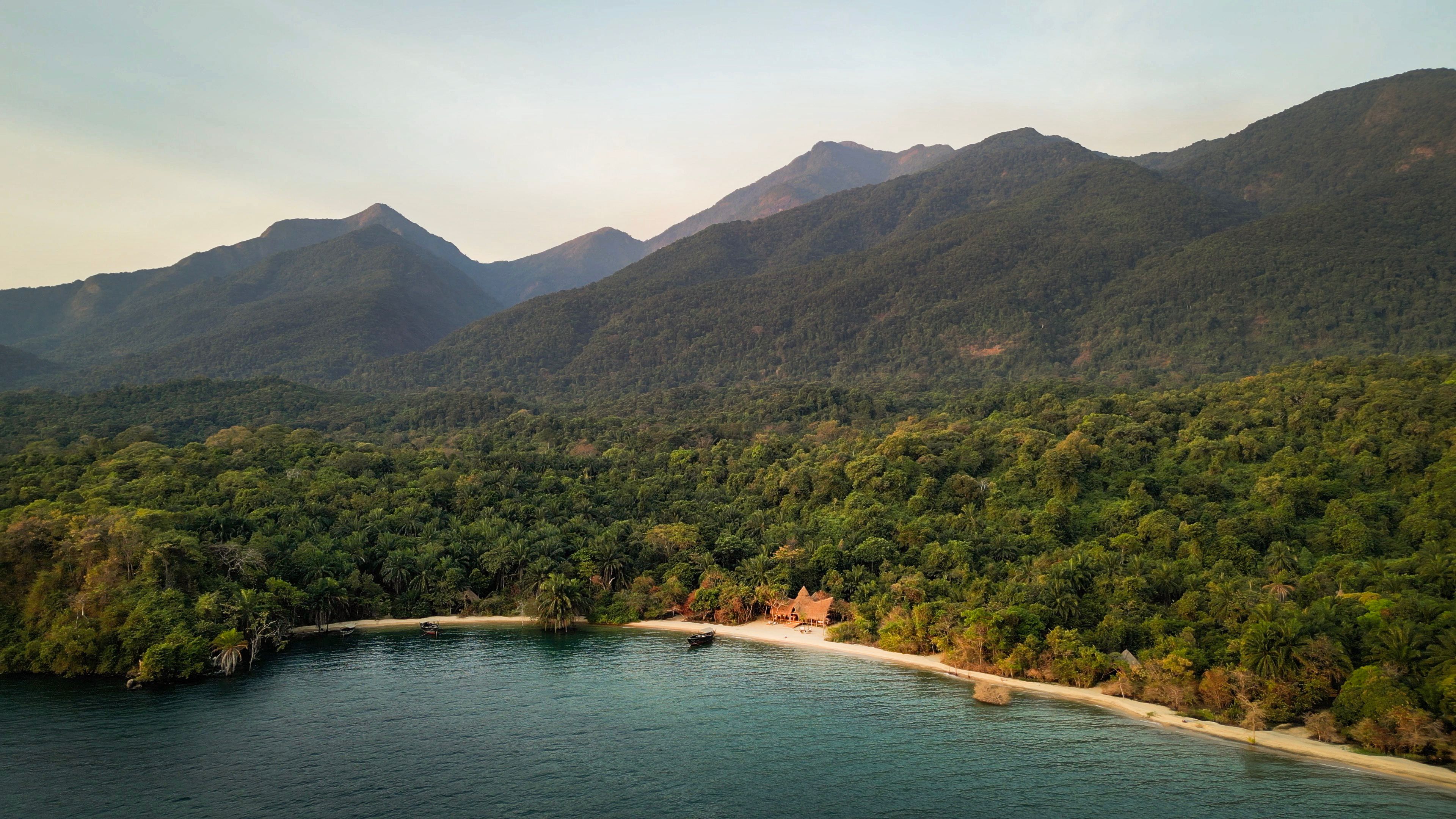 Secluded beach lodge on Lake Tanganyika, Mahale Mountains Tanzania