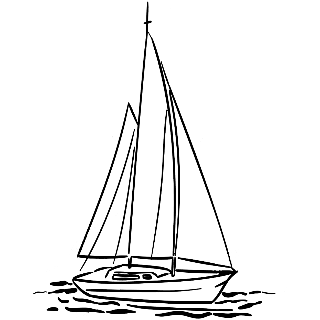 A line drawn sailing boat