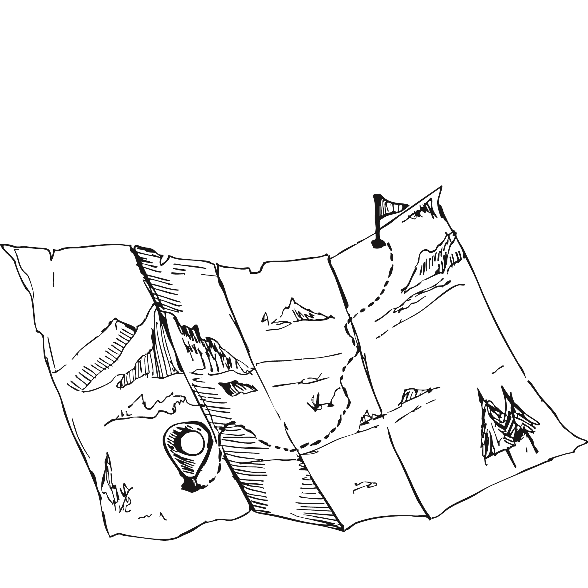 Sketch of a hand-drawn map. 