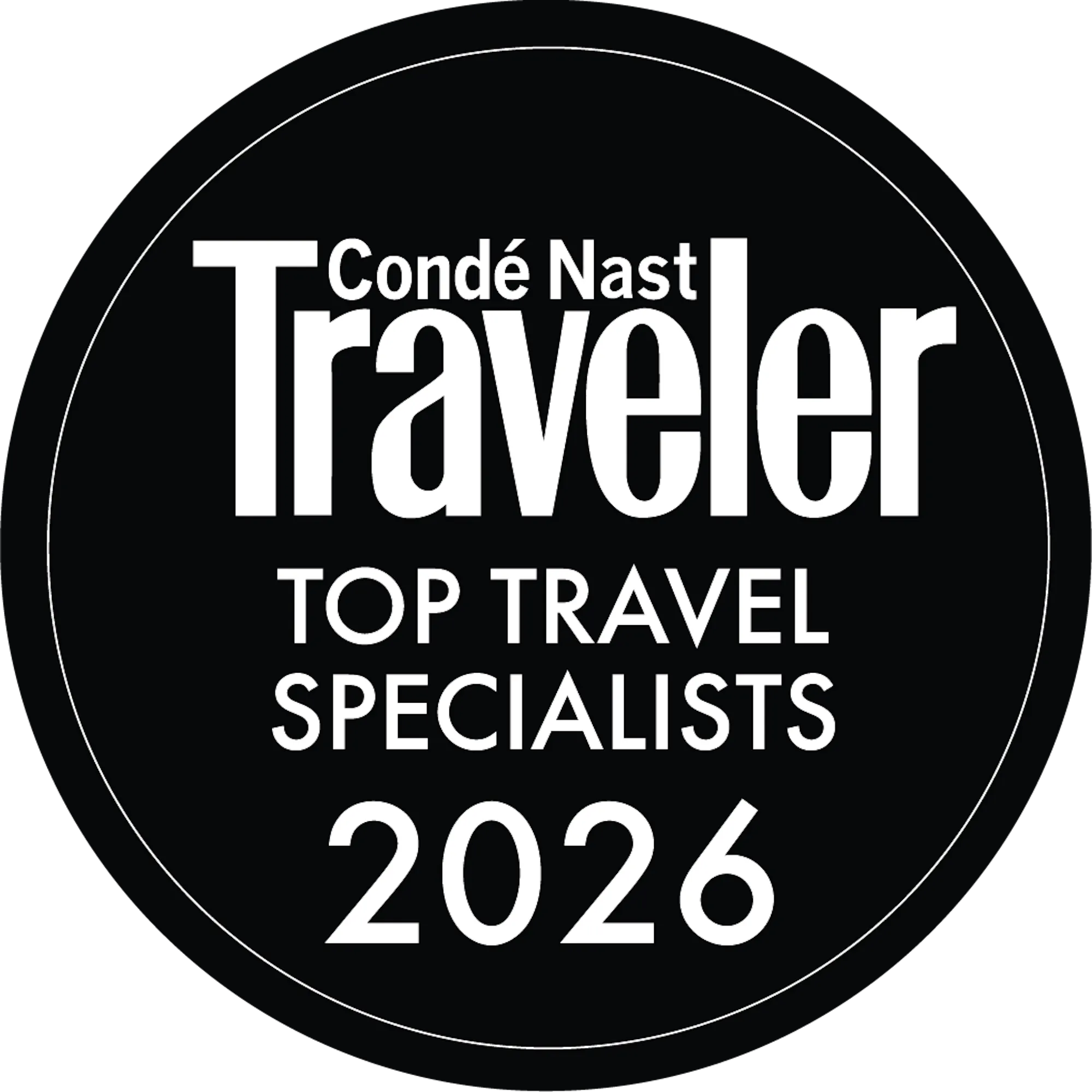 Logo for the 2026 Conde Nast Traveler's Top Travel Specialist Awards.