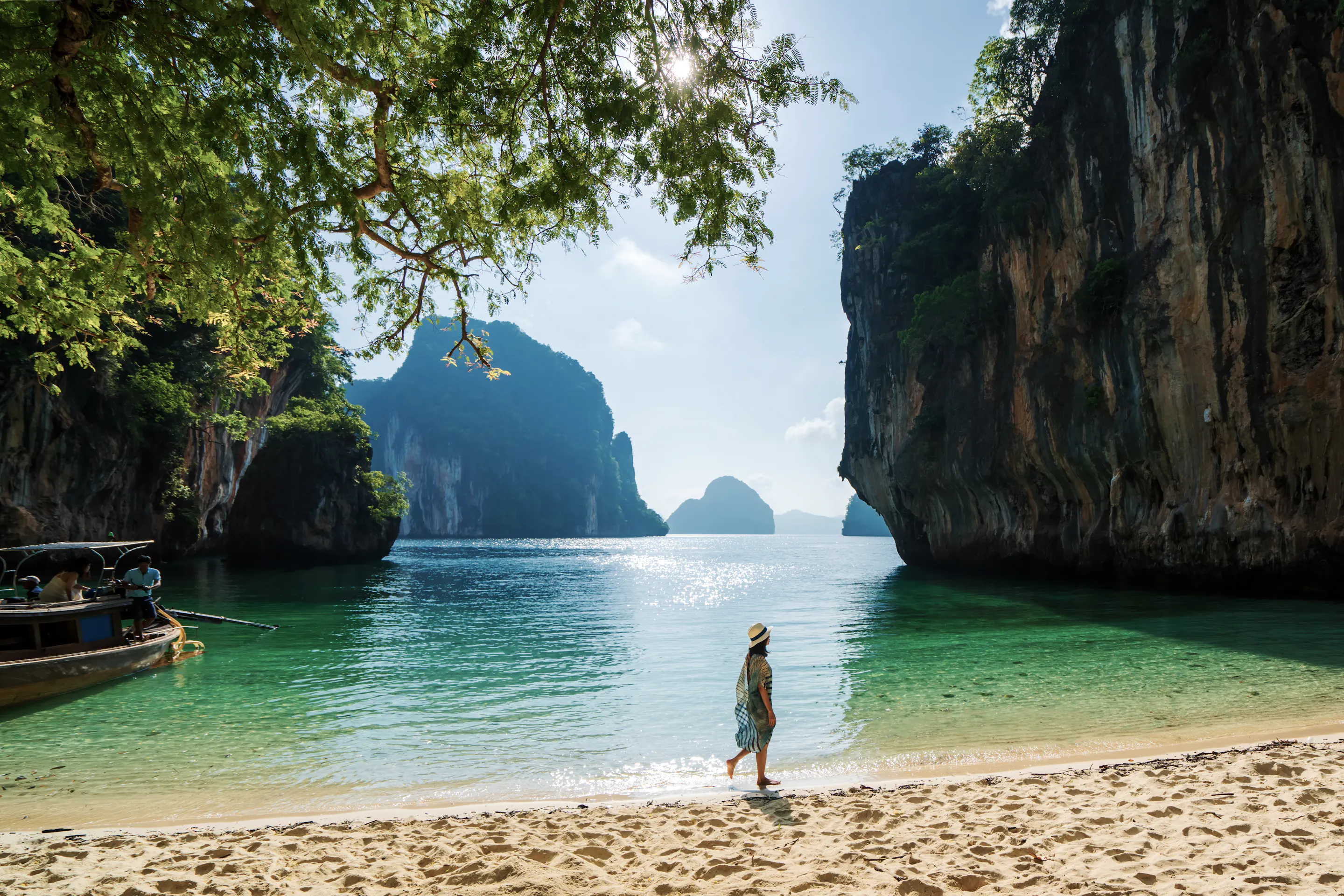 woman walking on beach
