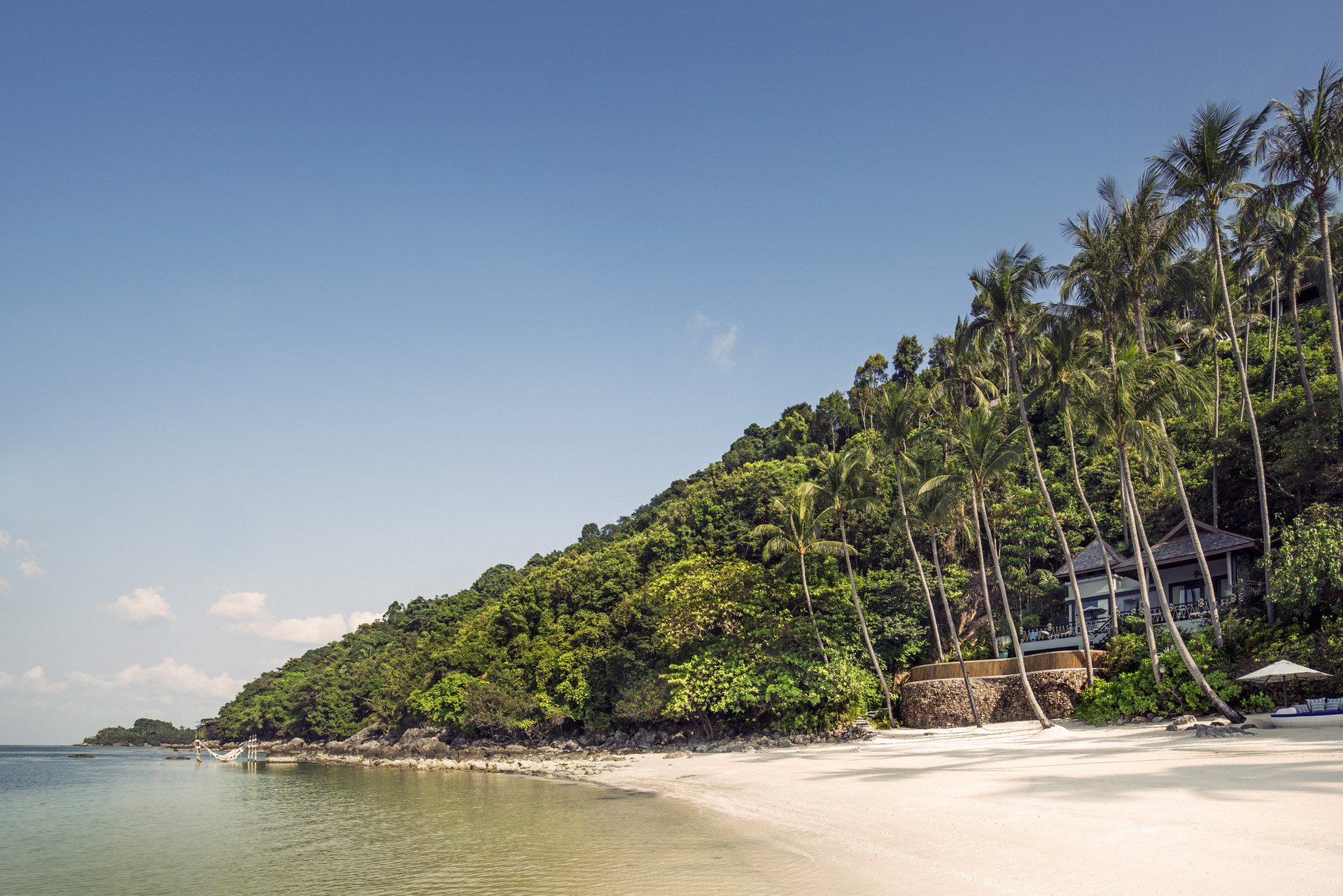 The view from the beach of the Four Seasons Koh Samui beach property