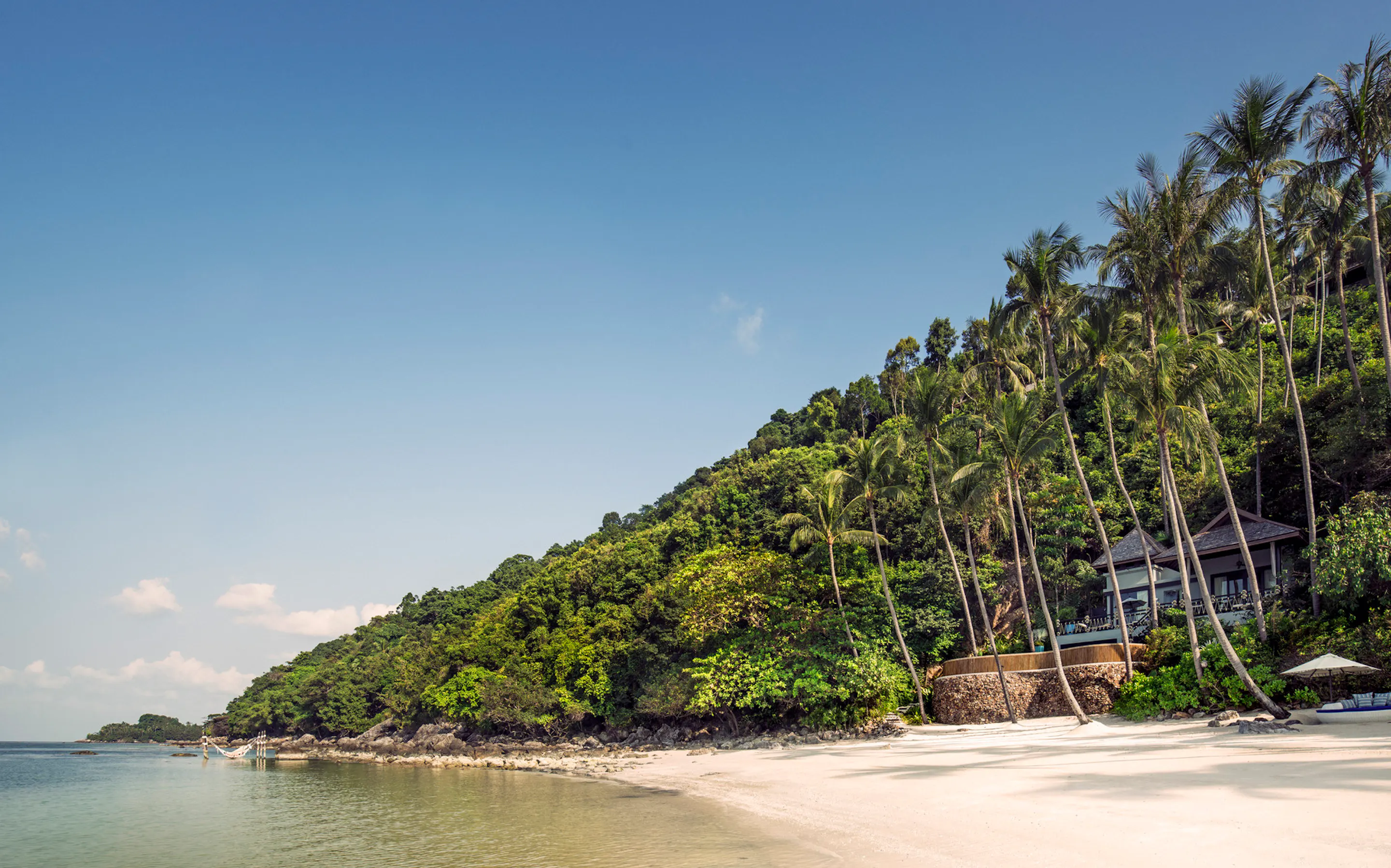 The view from the beach of the Four Seasons Koh Samui beach property