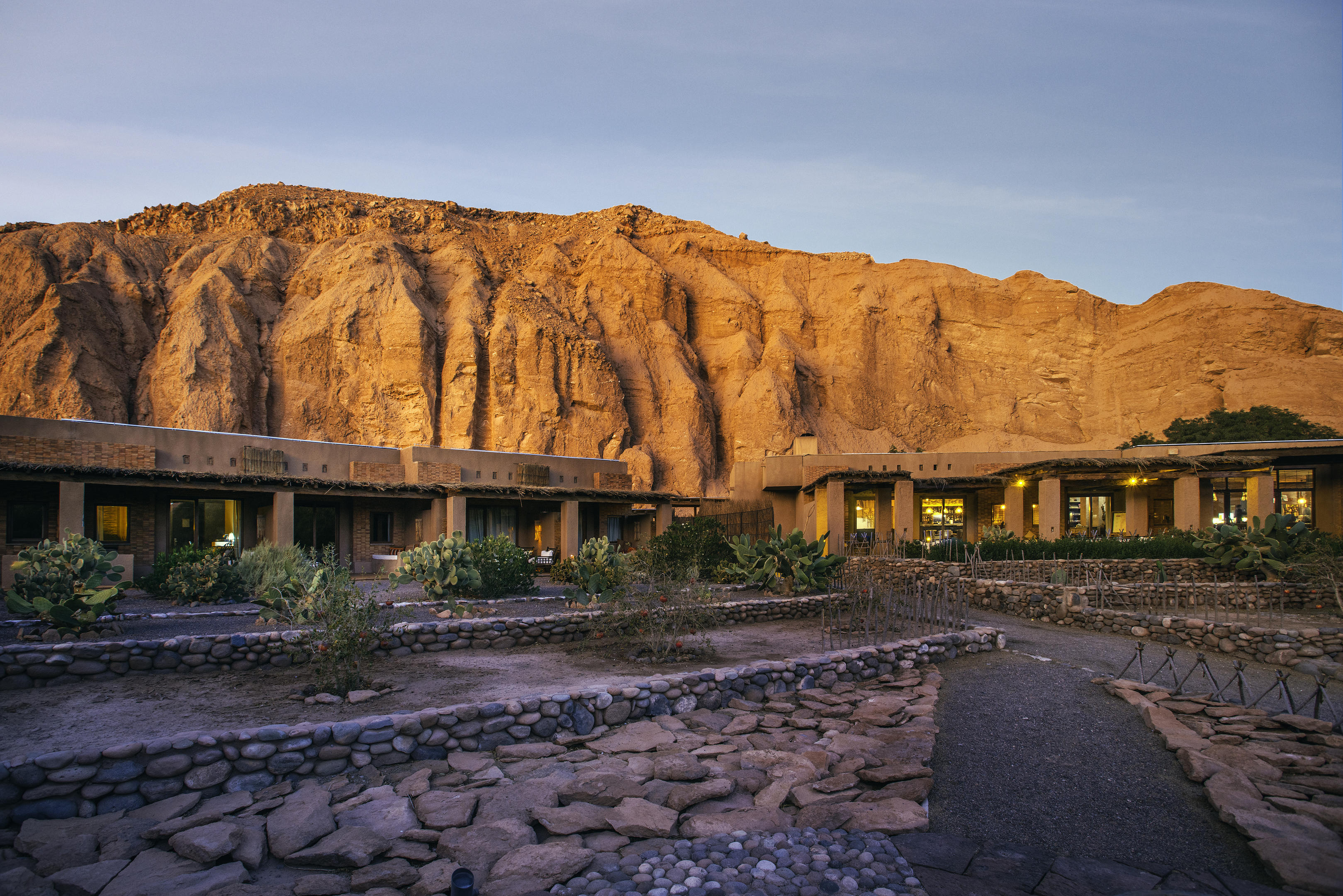 view of lodge with mountains in the background