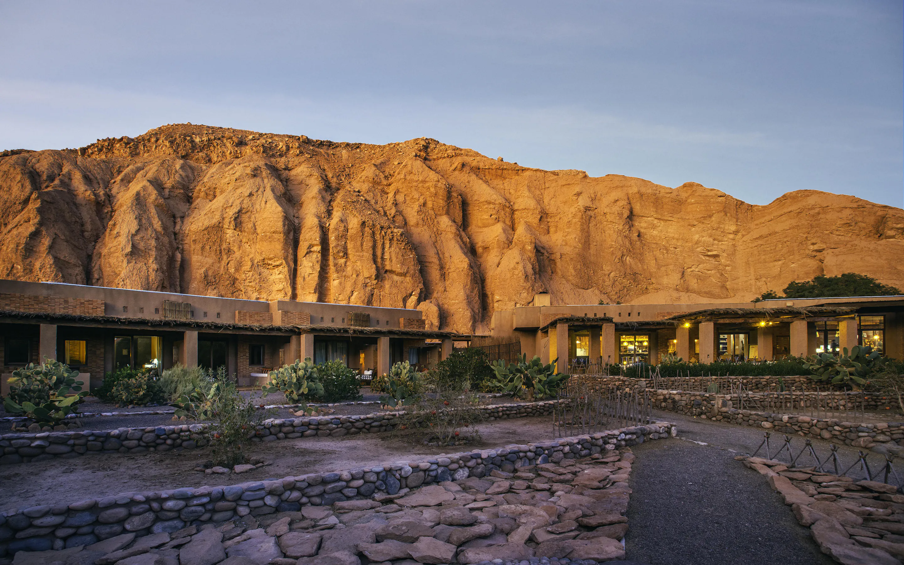 view of lodge with mountains in the background