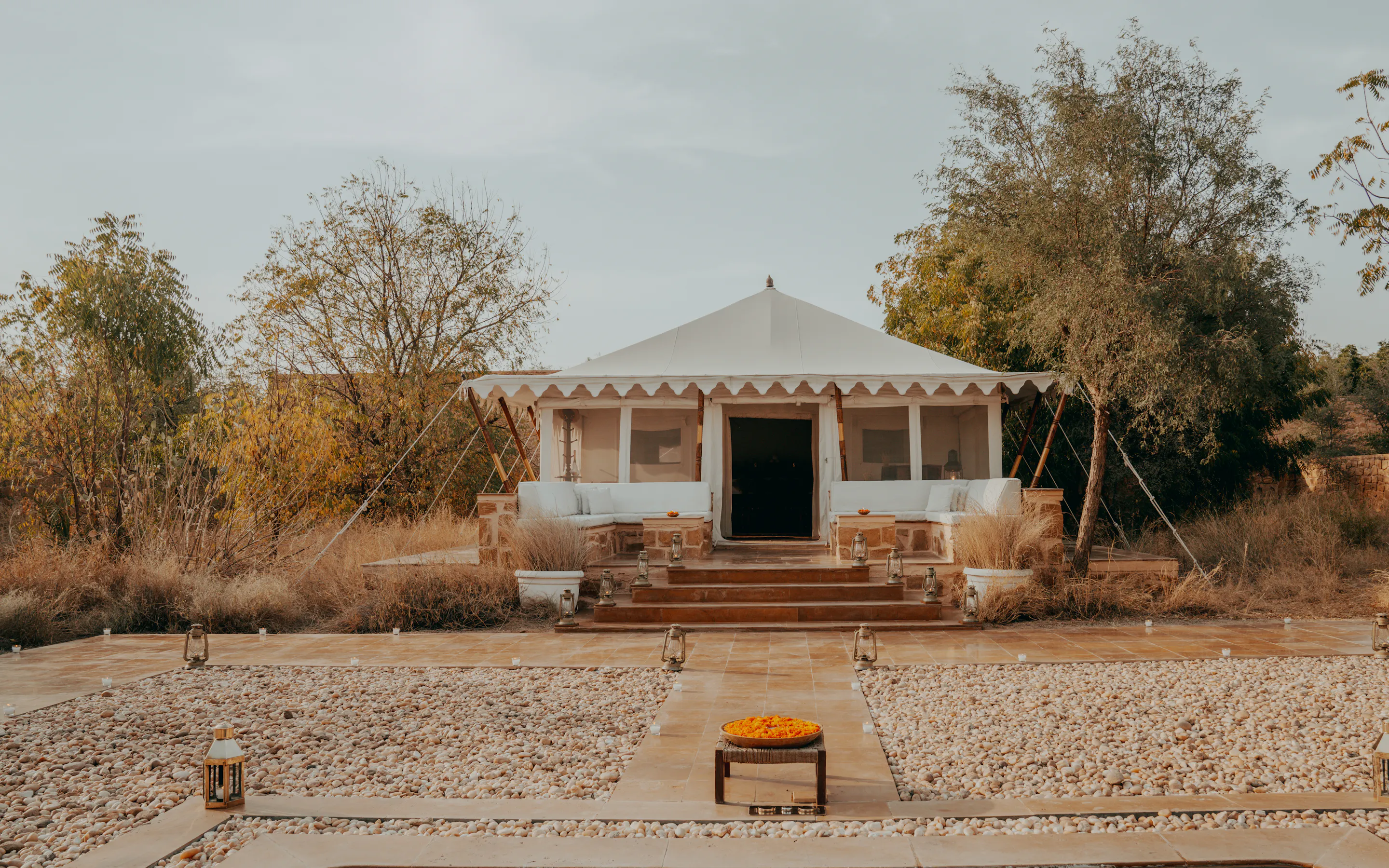 swimming pool in front luxury room tent