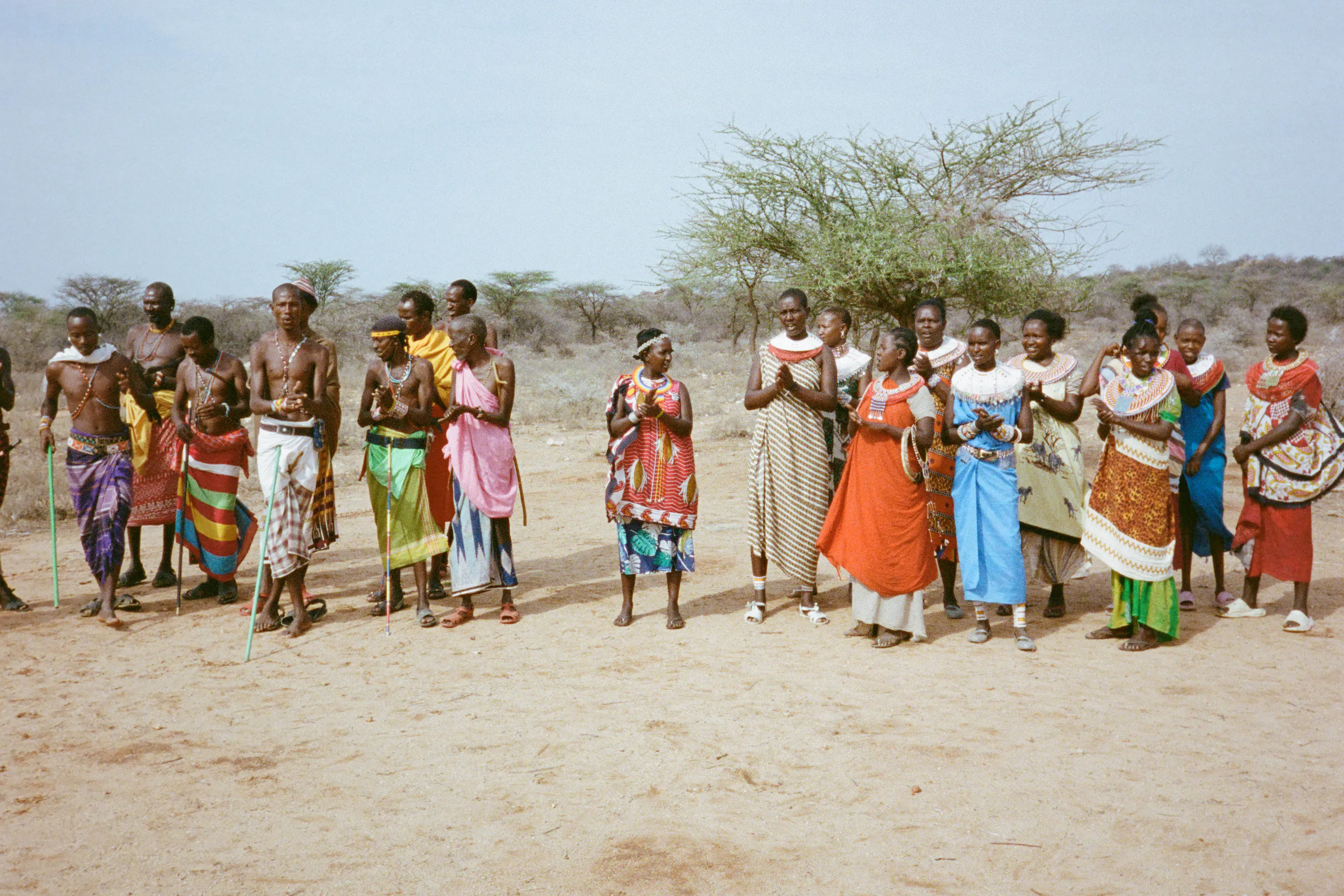 A welcome party of Samburu people, Kenya