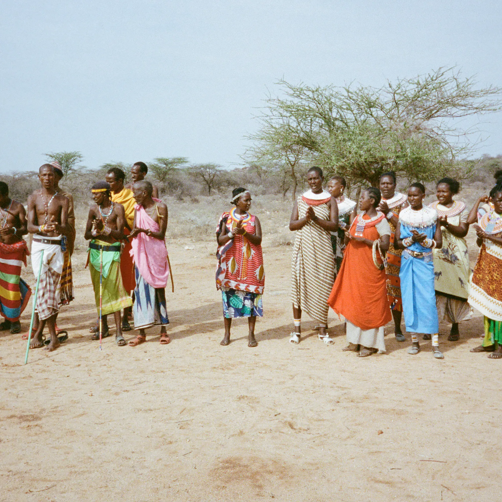 A welcome party of Samburu people, Kenya
