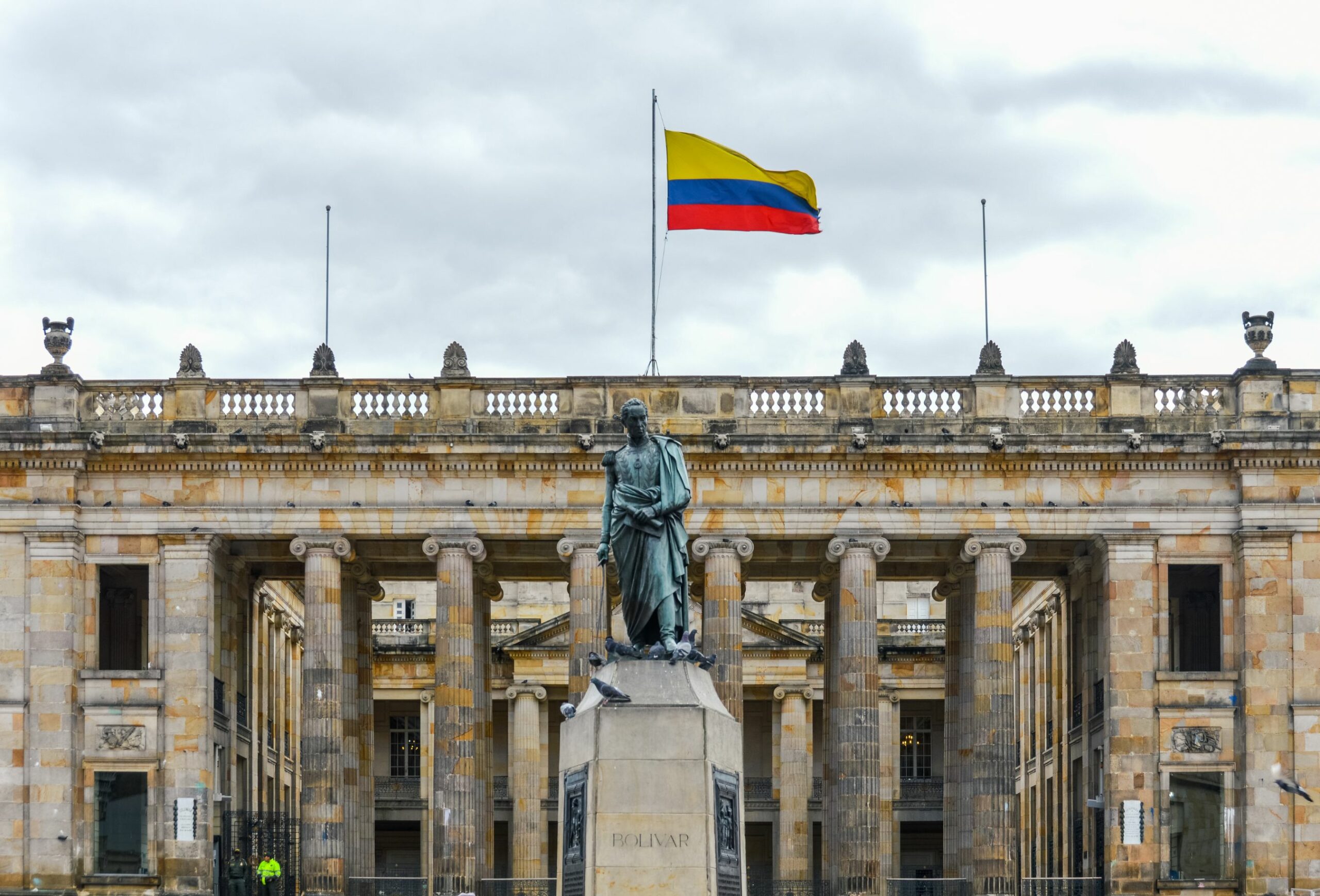 Simón Bolívar statue in front of the Capitolio Nacional, Bogotá, Colombia
