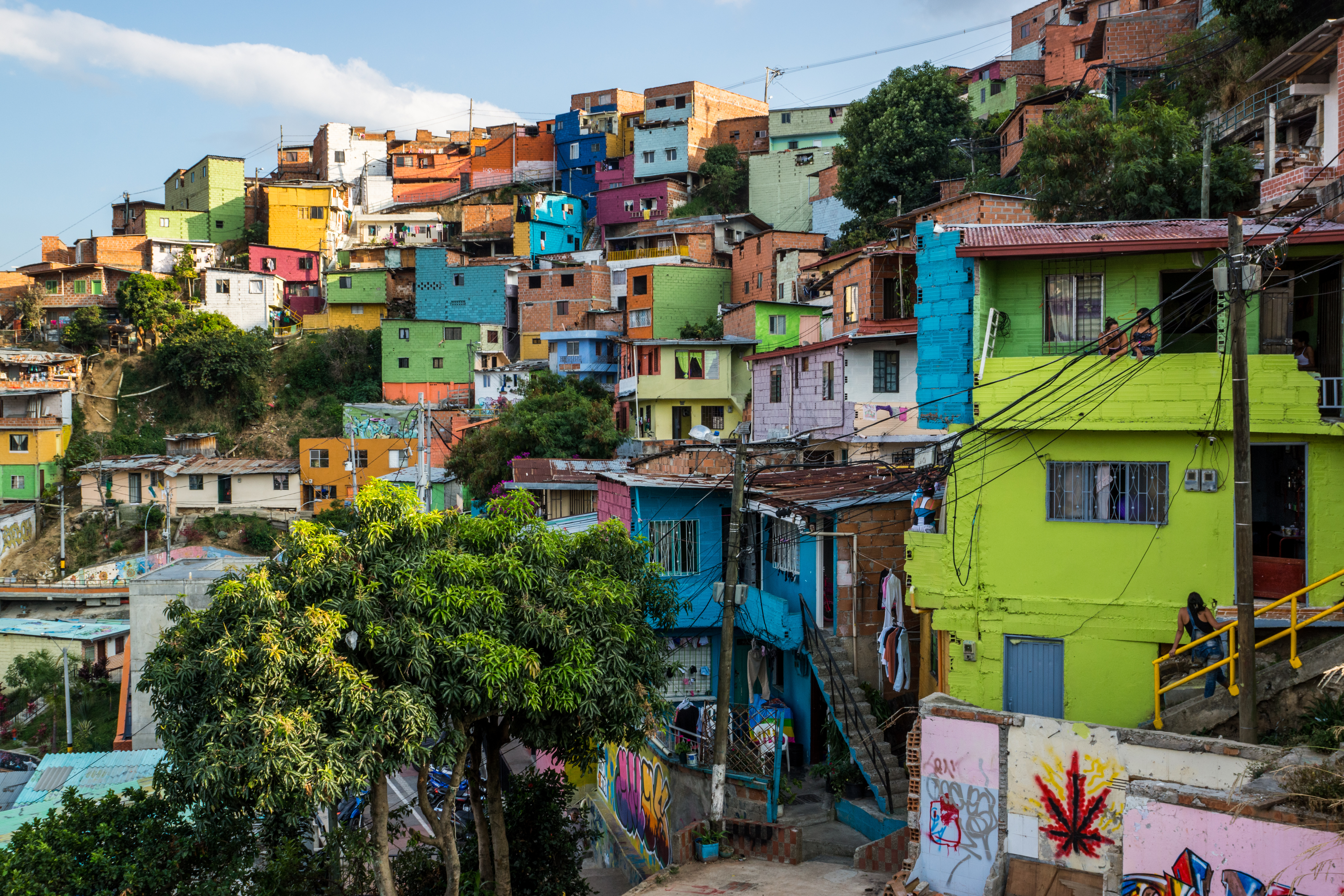 Colorful hillside houses in Comuna 13, Medellín, Colombia