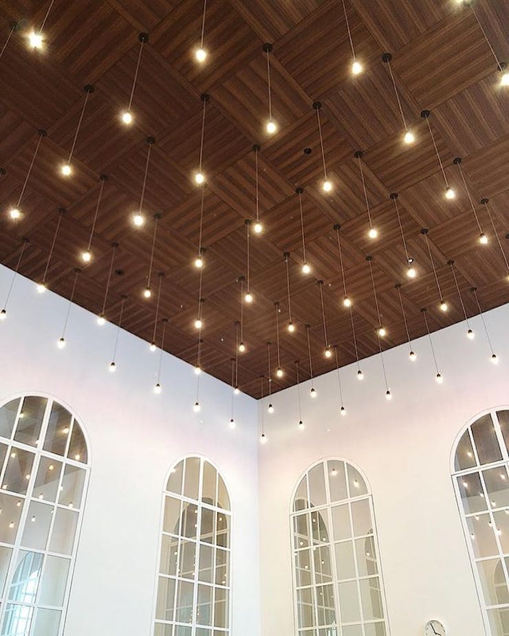 checked ceiling wit lights
