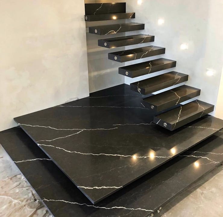 Black granite flooring