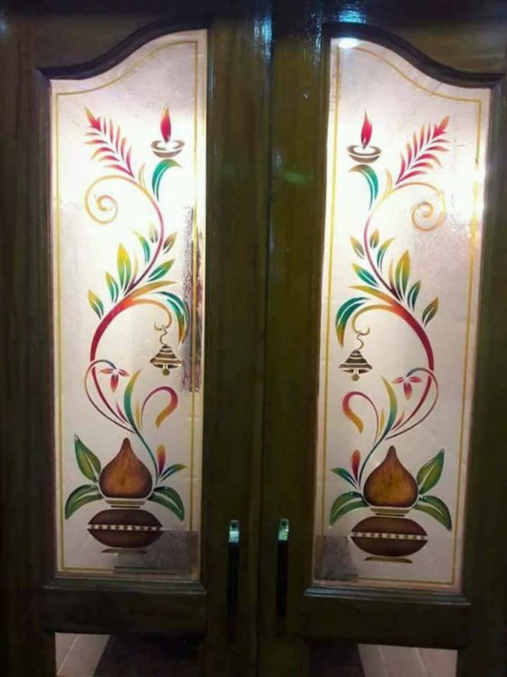 Multicoured frosted glass design