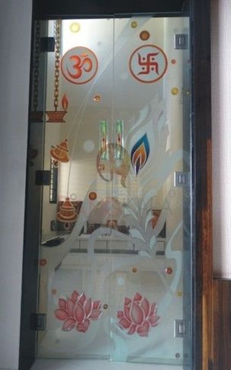 Modern puja room door
