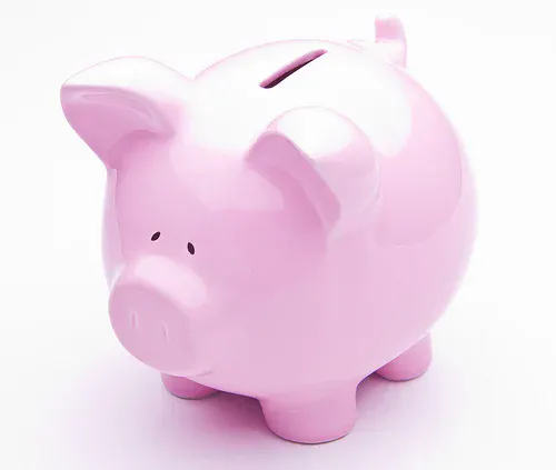 Pink ceramic piggy bank