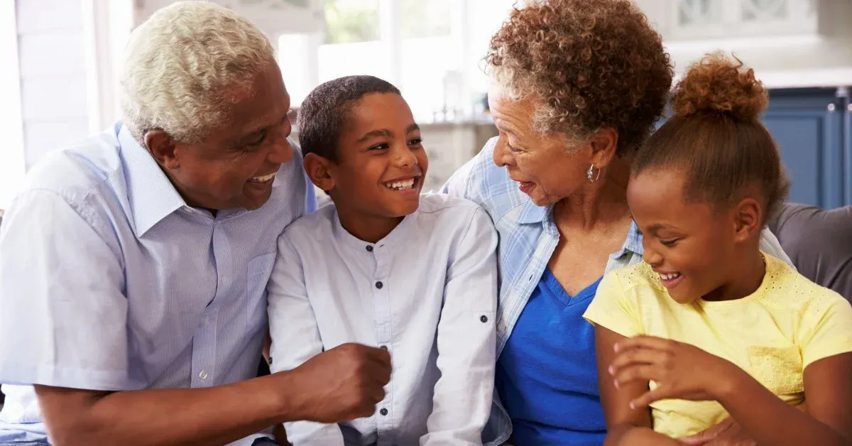 Black family, Two grandchilren with grandmother and grandfather
