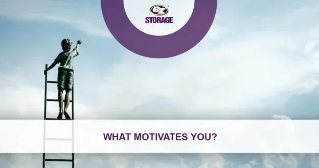 Child on a ladder leading up to the sky and text "what motivates you?"