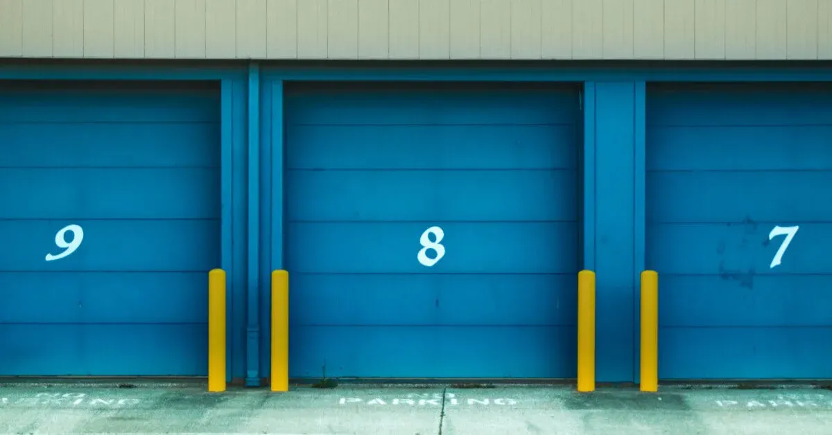 Blue storage units numbered 9, 8, and 7