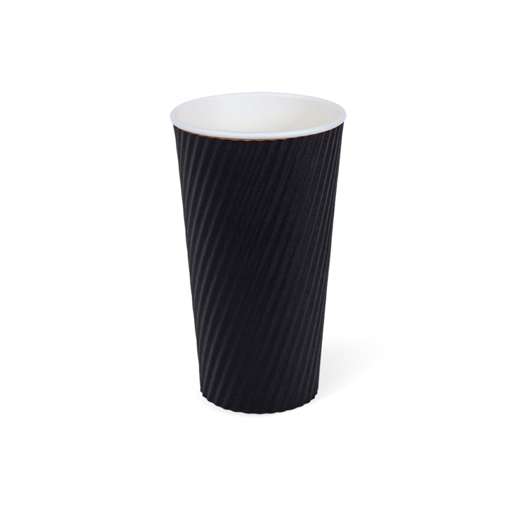 F-Pak Wholesalers - 20 Oz Black Ripple Paper Cup