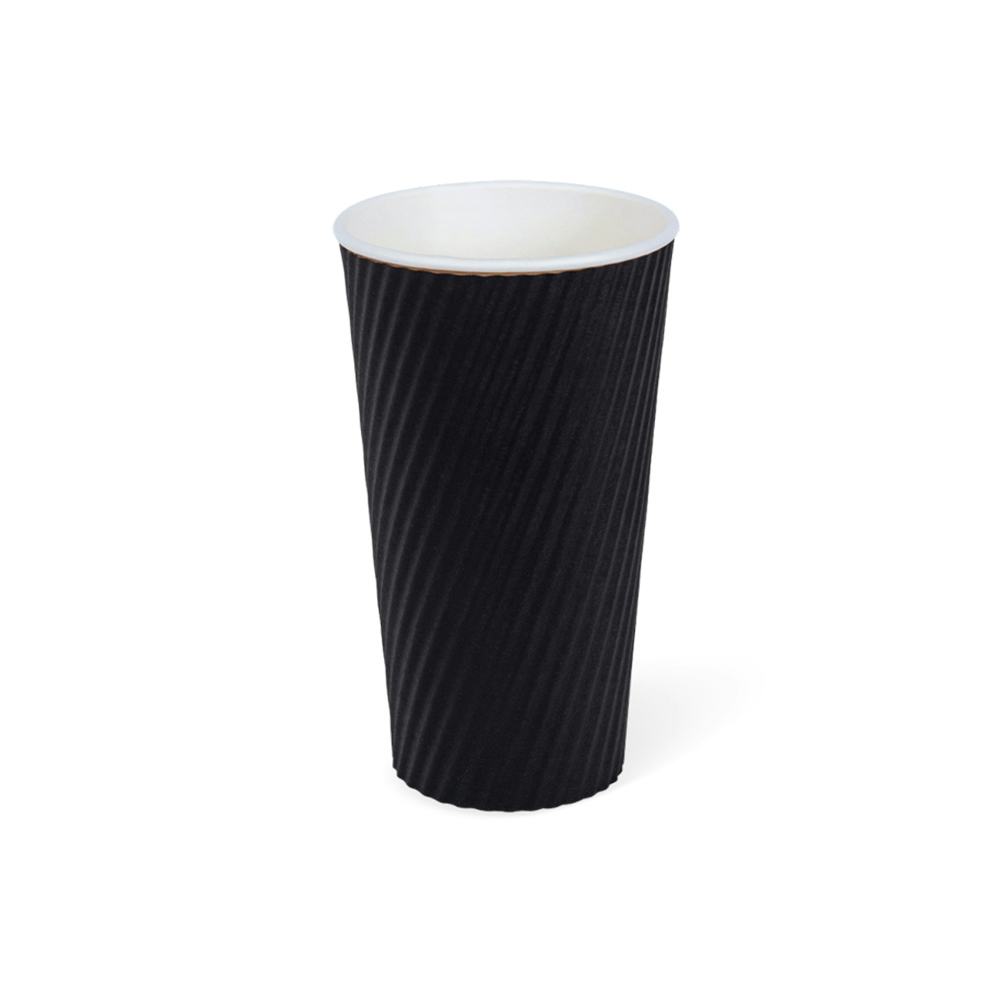 F-Pak Wholesalers - 20 Oz Black Ripple Paper Cup