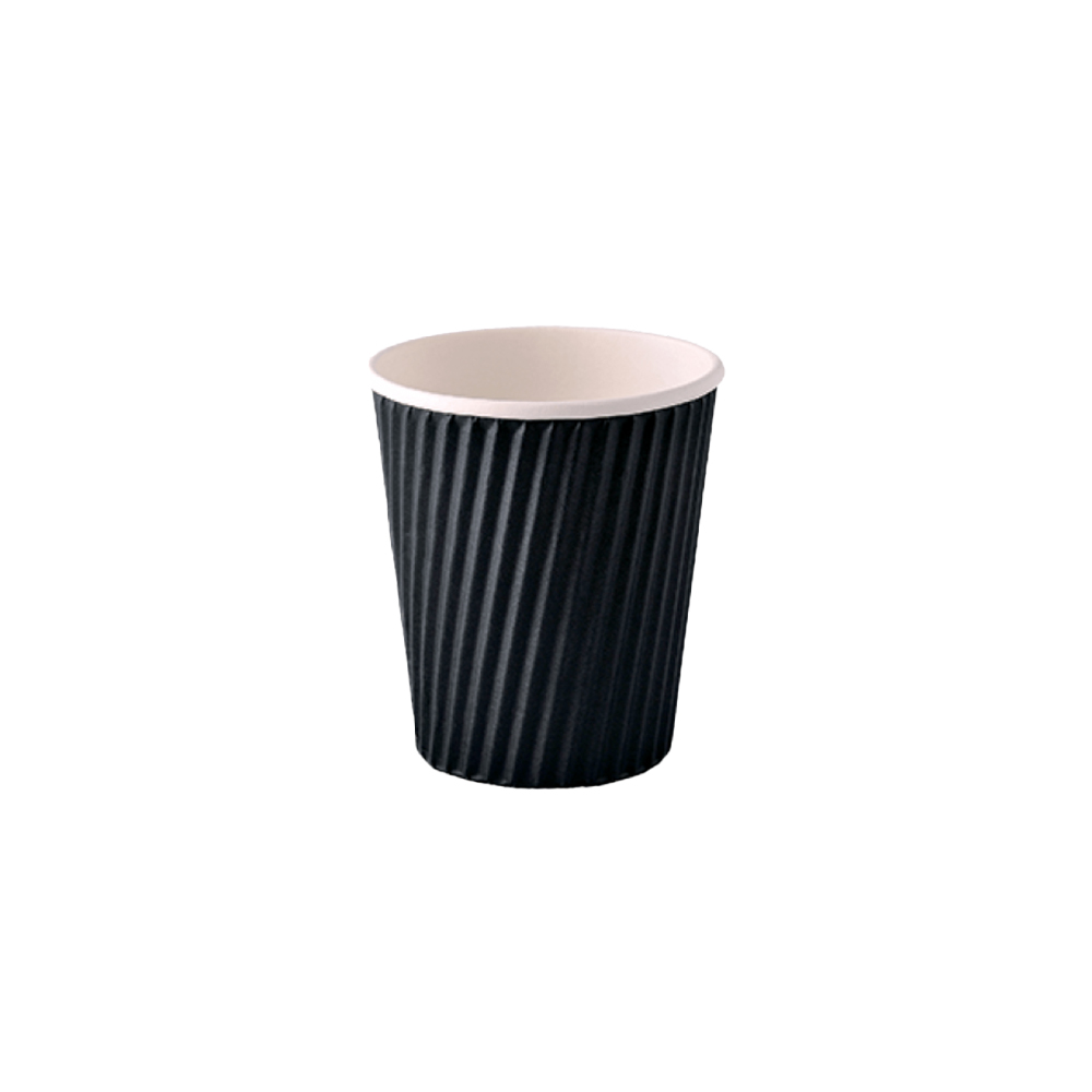 F-Pak Wholesalers - 8 Oz Black Ripple Paper Cup