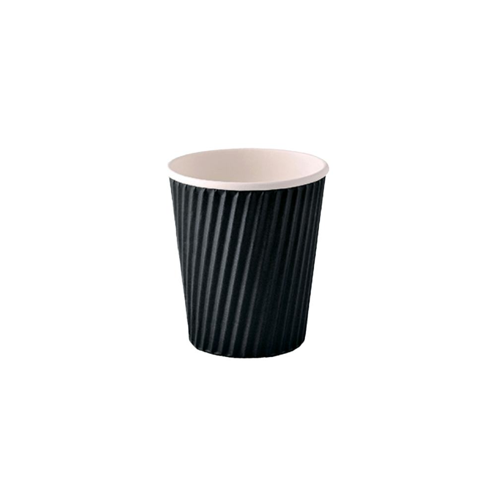 F-Pak Wholesalers - 8 Oz Black Ripple Paper Cup