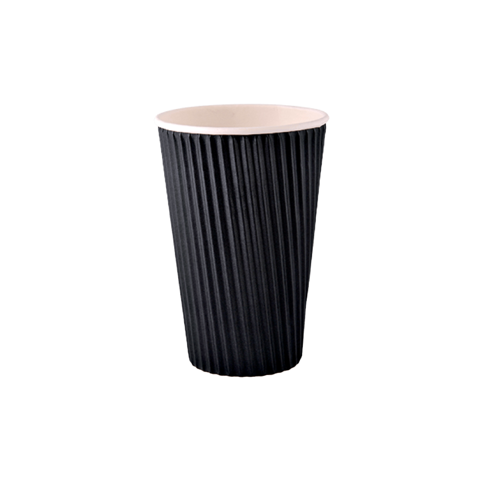F-Pak Wholesalers - 16 Oz Black Ripple Paper Cup