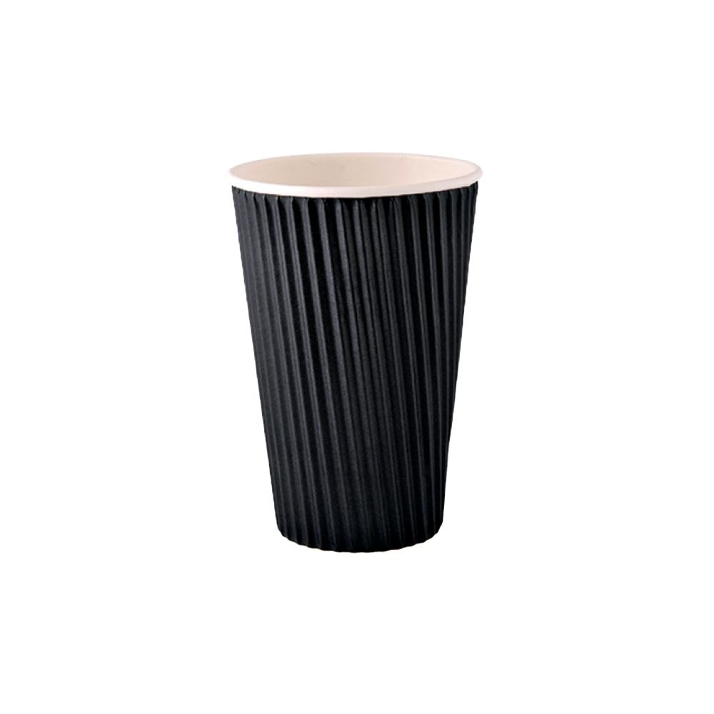 F-Pak Wholesalers - 16 Oz Black Ripple Paper Cup