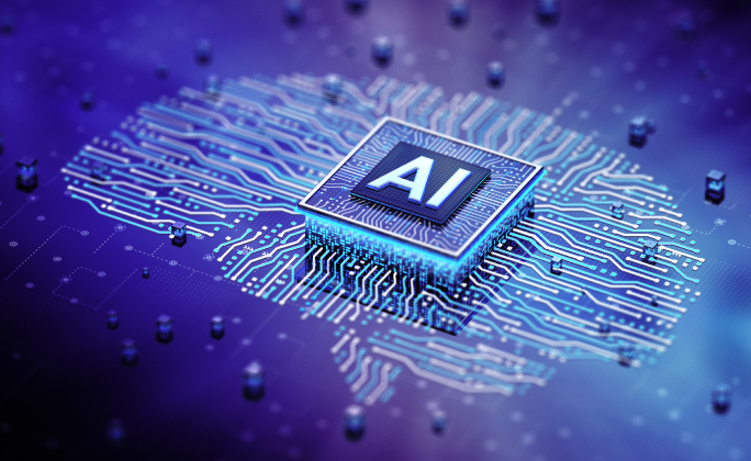 AI written on a button and connected to wires