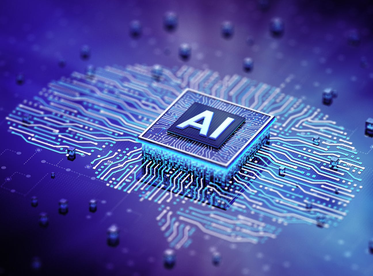 AI written on a button and connected to wires