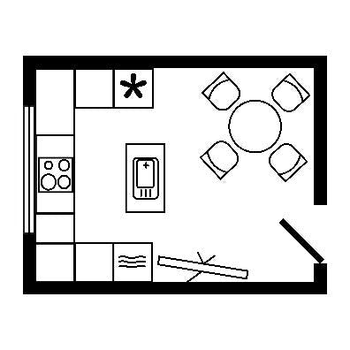 U-shaped kitchen layout