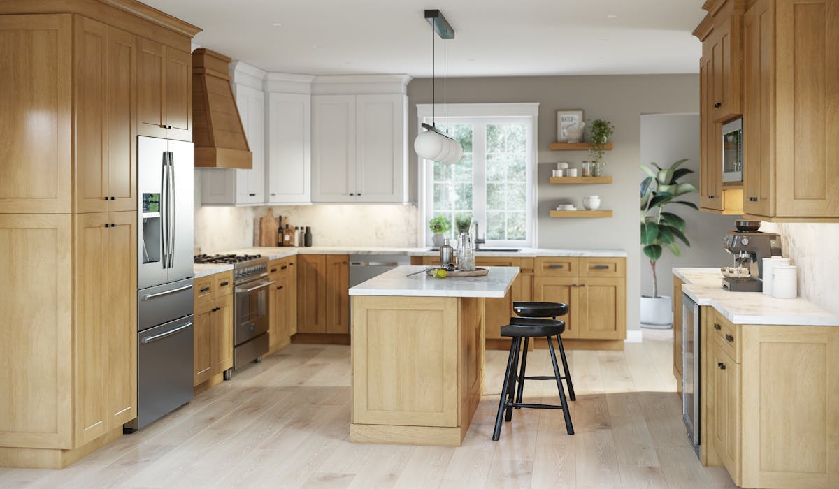 The kitchen trend of natural wood cabinets