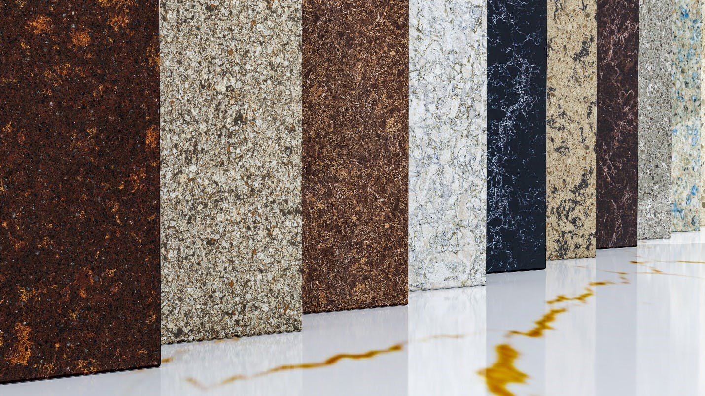 quartz and granite countertop samples