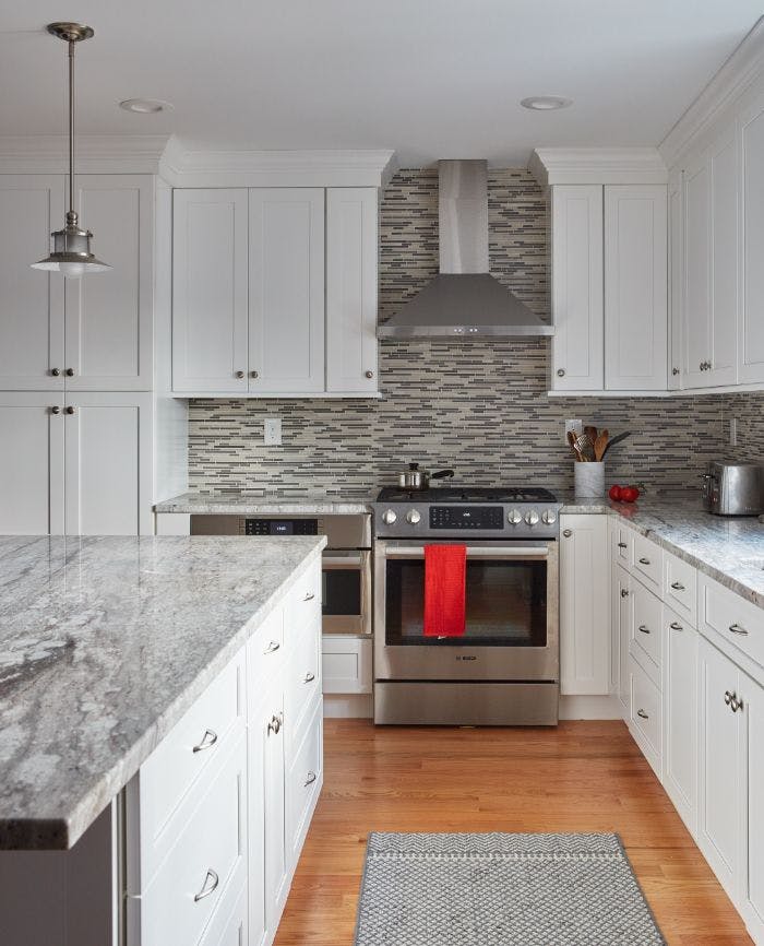 kitchen with white cabinets