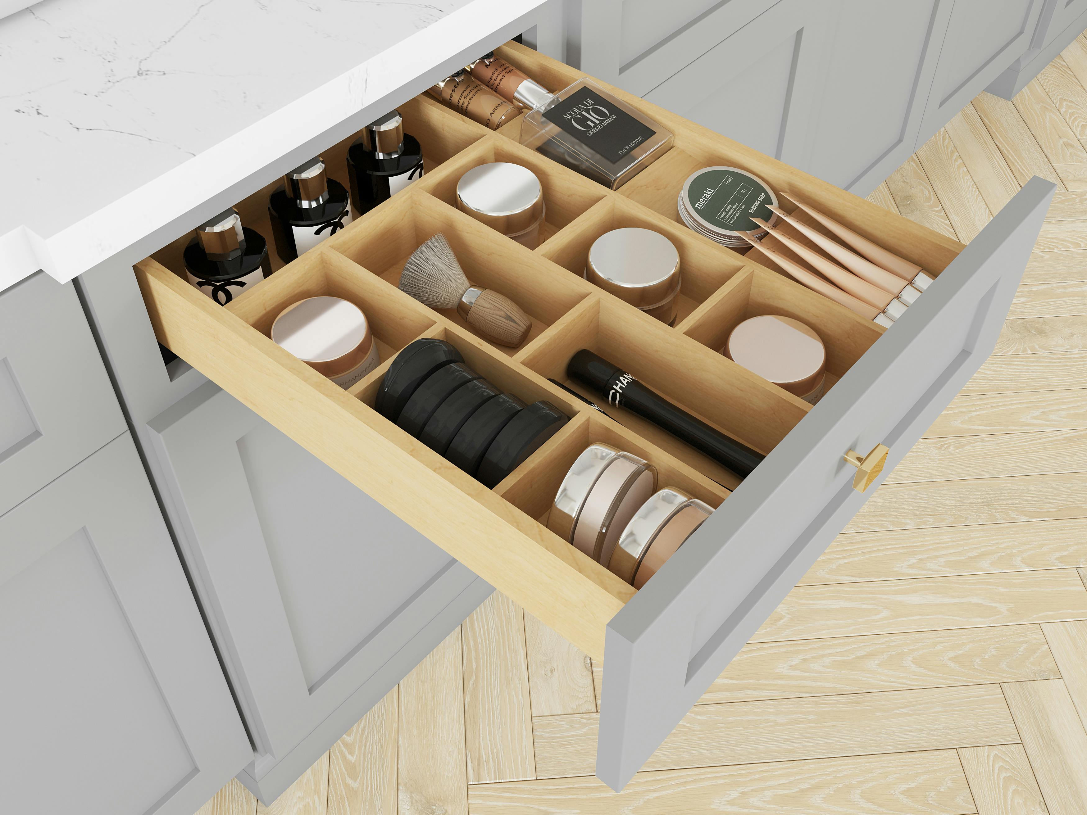 Fabuwood's knife and cutlery drawer organization