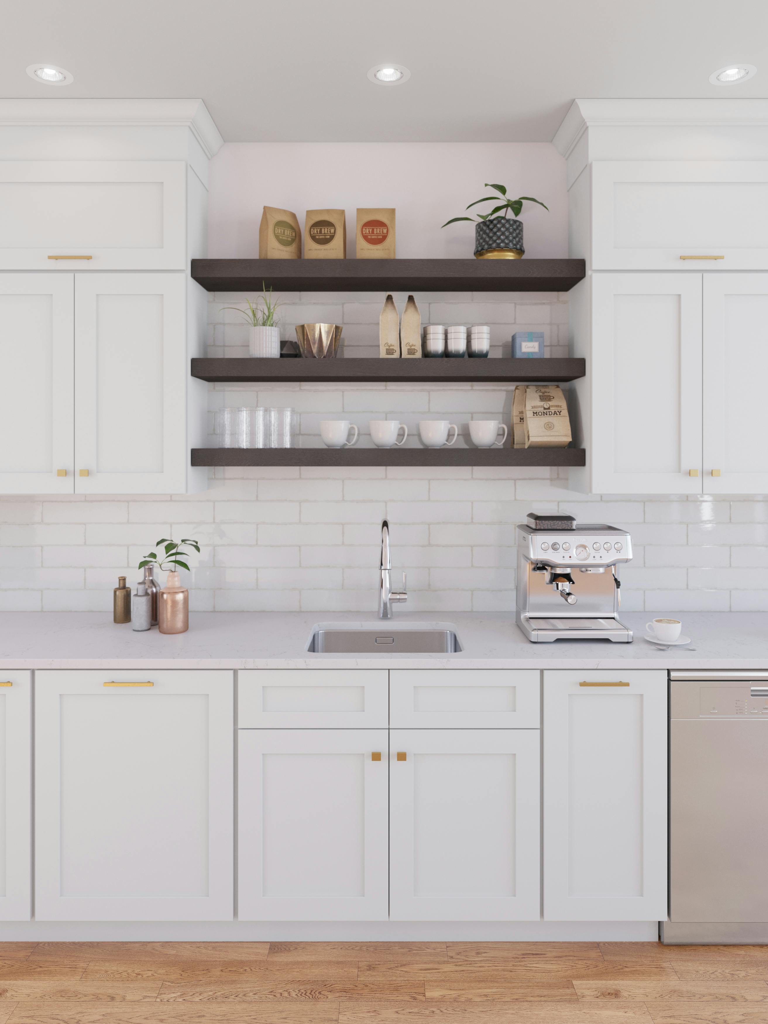 neutral tone small kitchen 