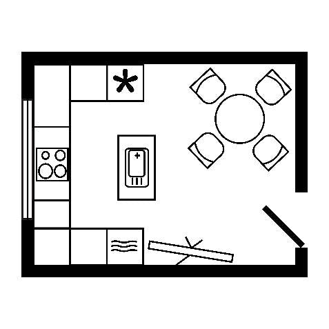 U-shaped kitchen layout 