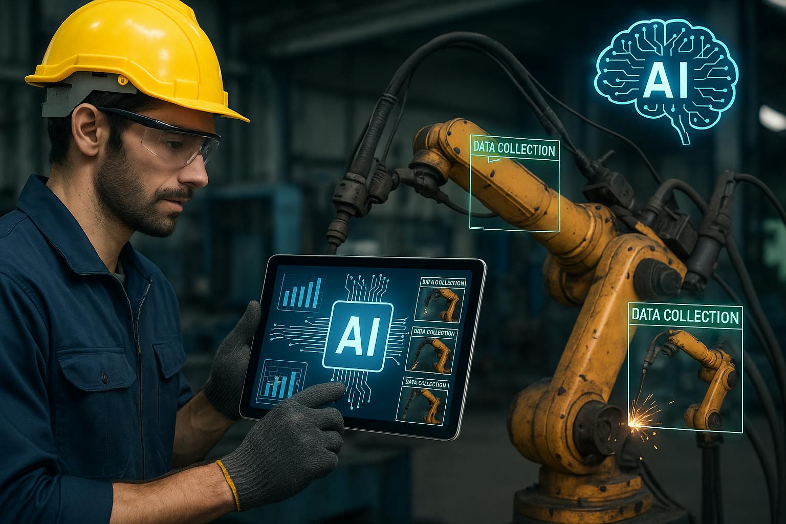Person using AI in a manufacturing environment