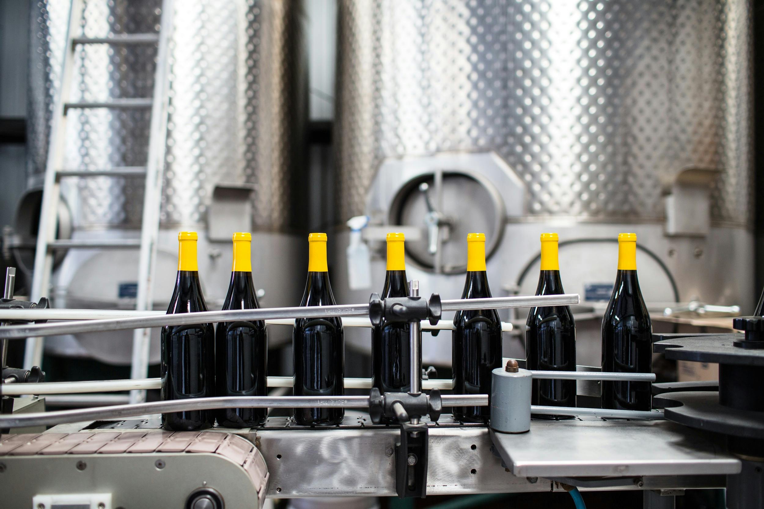Bottles on a manufacturing line