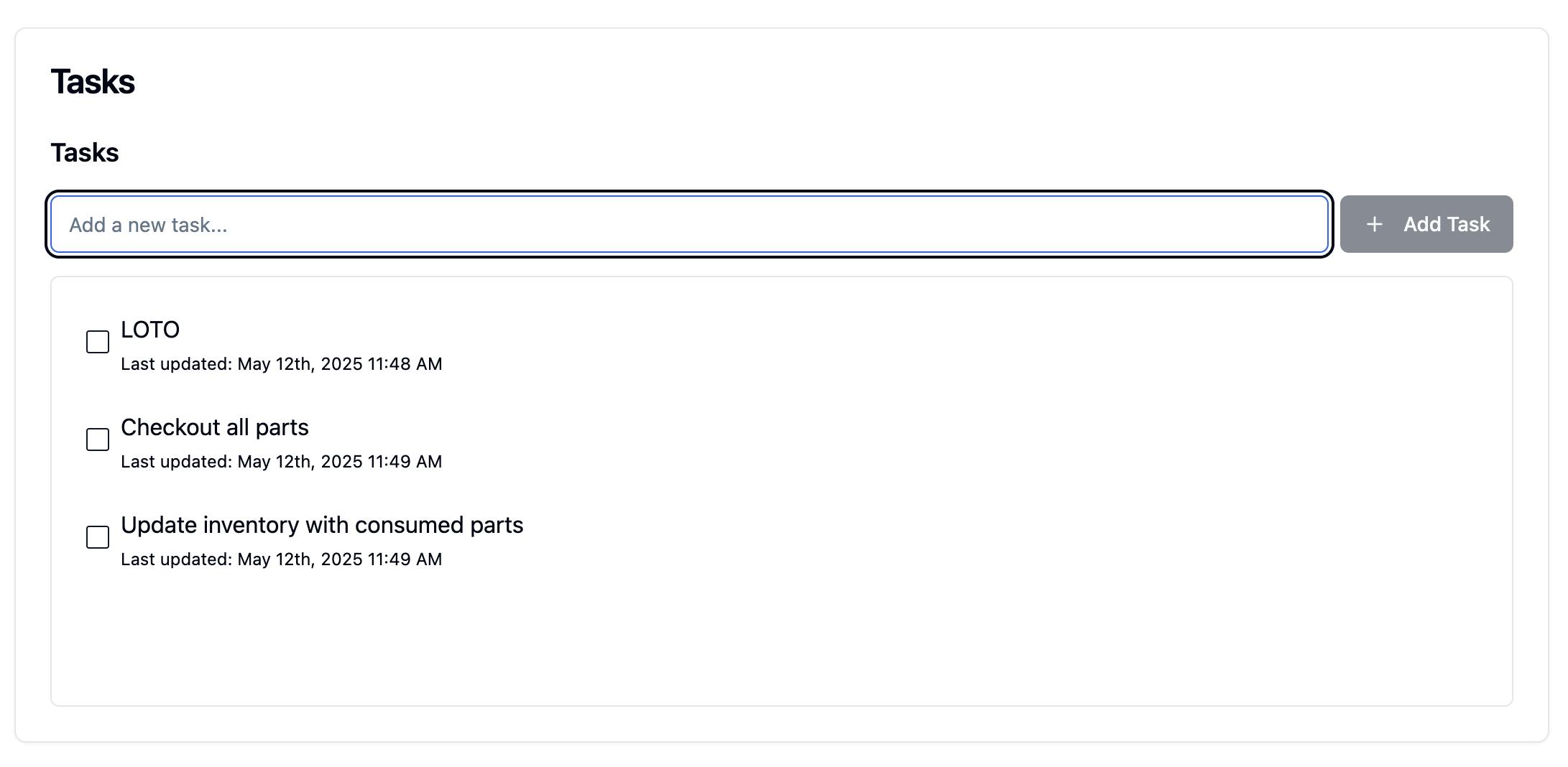 Factory AI Prevent CMMS Task list