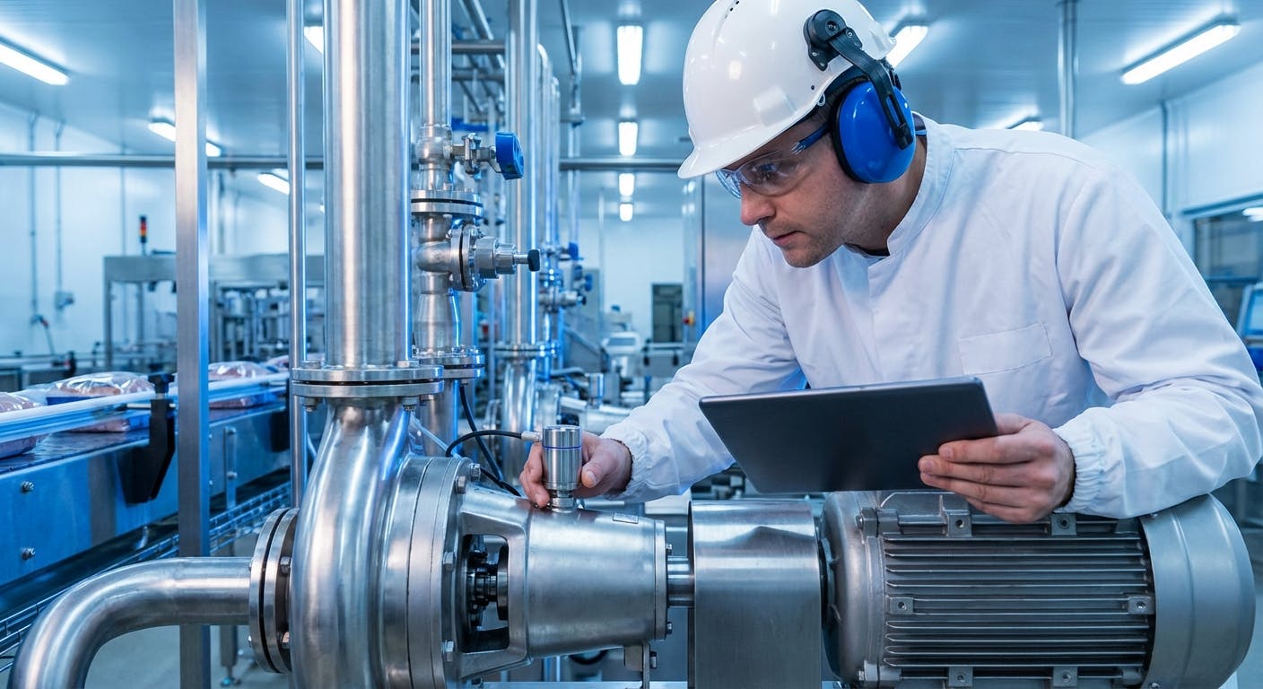 Hero image for IP69K Vibration Sensors in Food Processing: Closing the Hygienic Reliability Loop