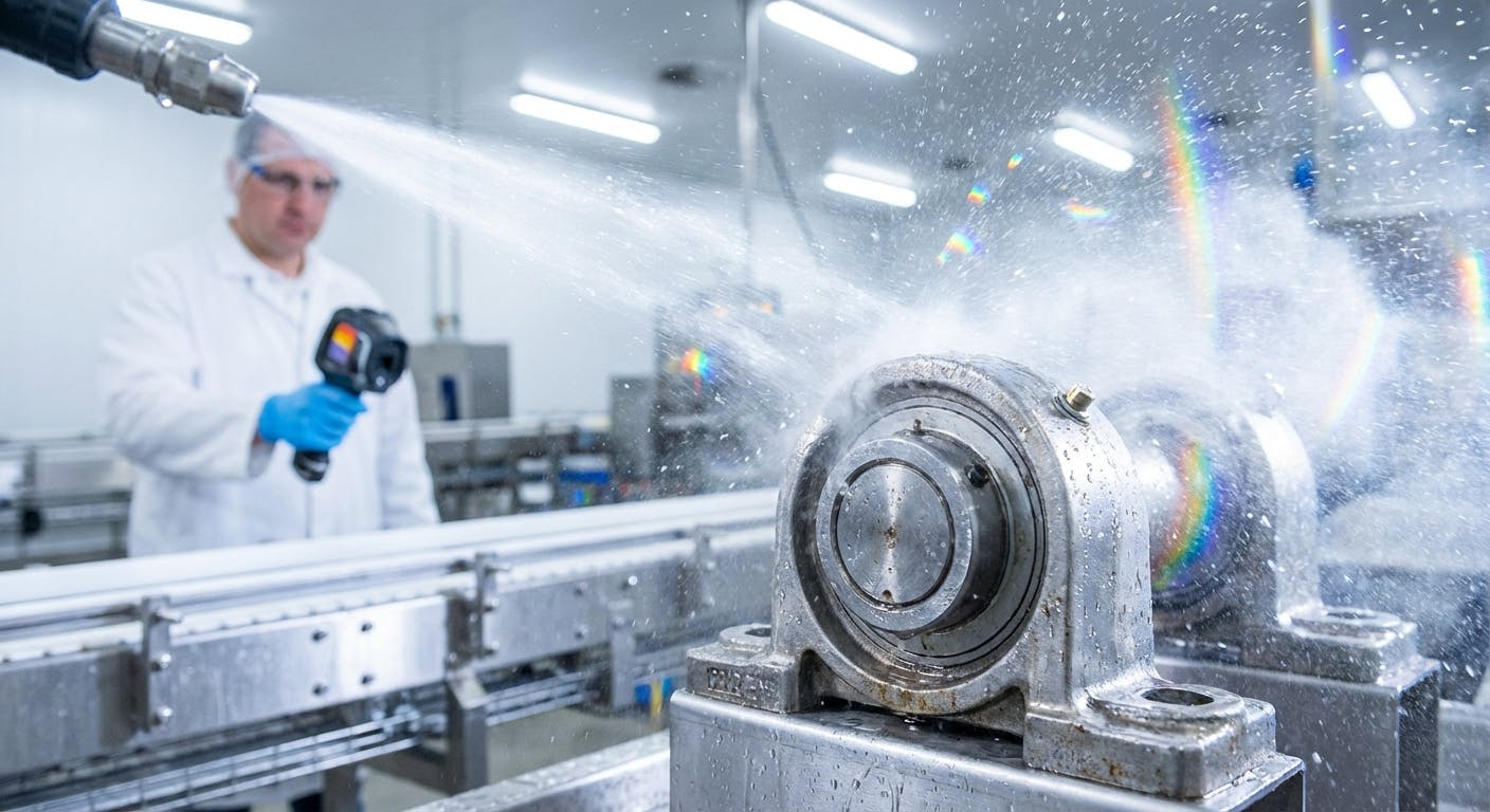 Hero image for Why Washdown Environments Destroy Bearings: The Physics of Failure