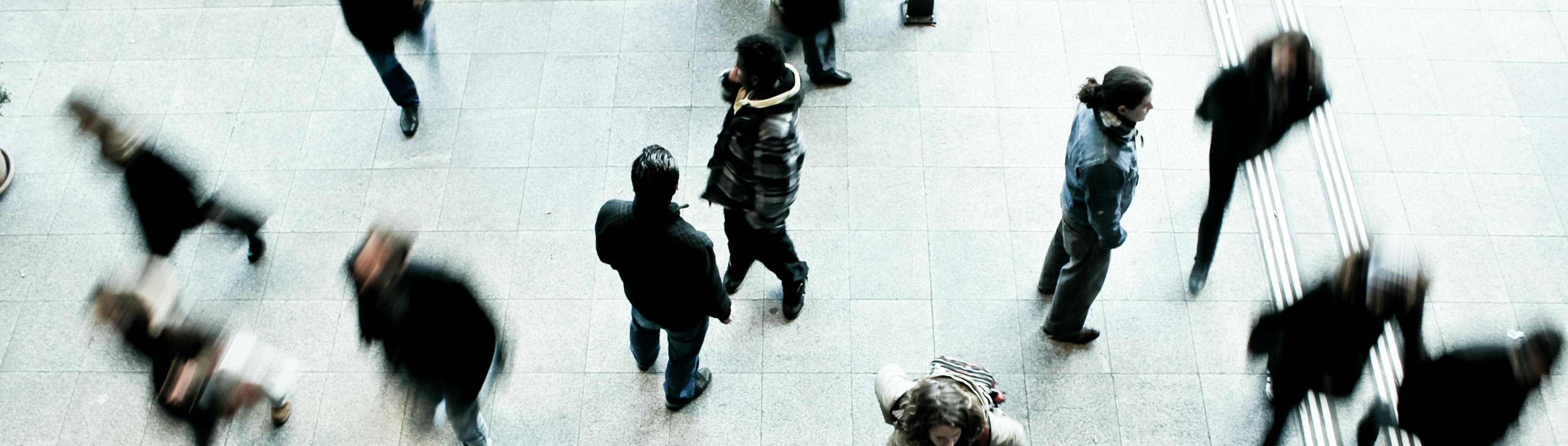 People walking on a city street