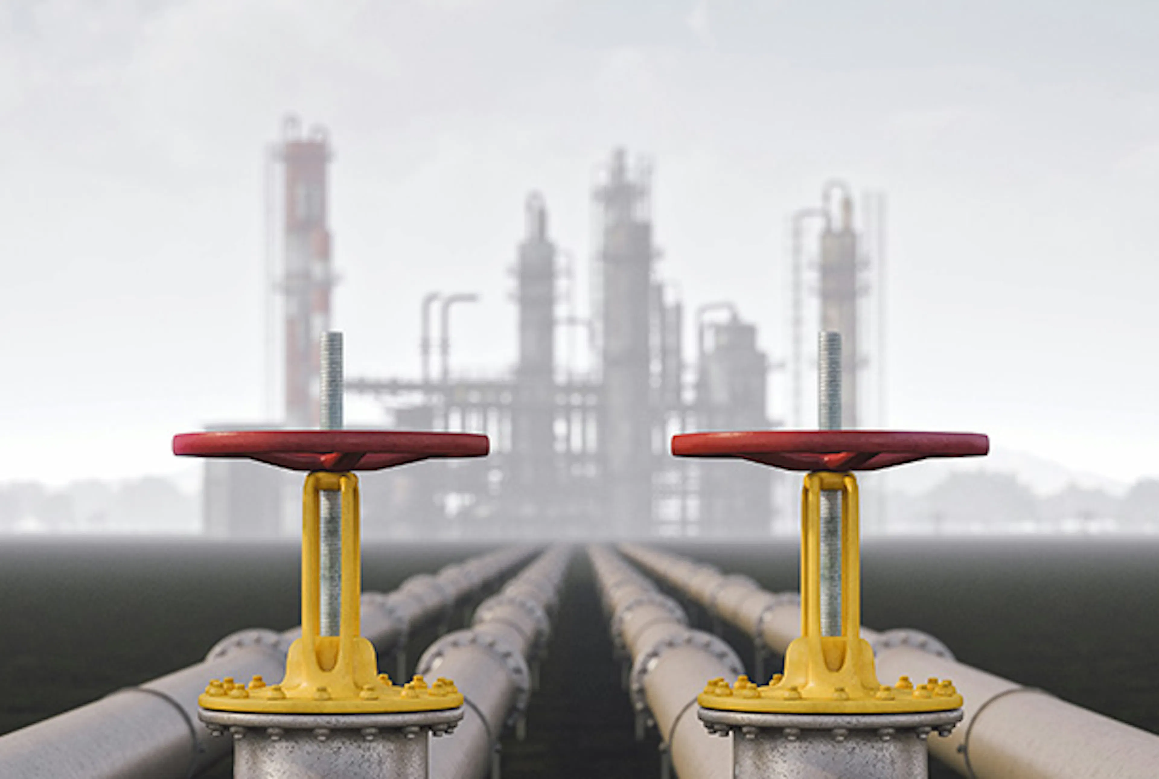 Close up of two valves in a powerplant