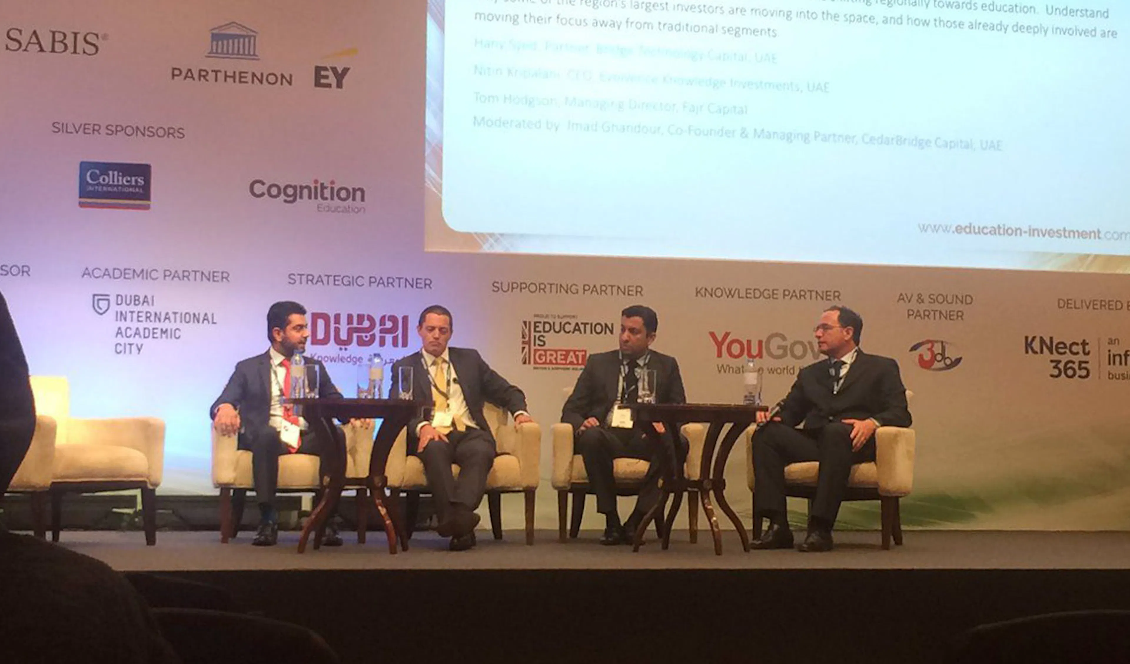 Fajr Capital's Tom Hodgson joining industry colleagues at the Education Investment MENA Summit discu