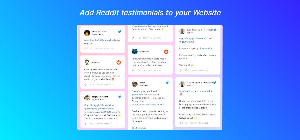 How to embed Reddit testimonials on your website?