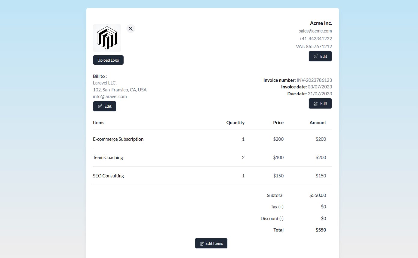 Editable-Invoice