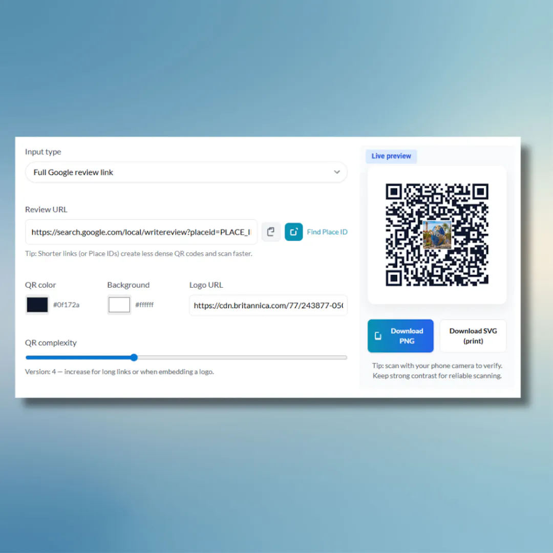 Google Review QR Code Generator — Free, Fast & Private