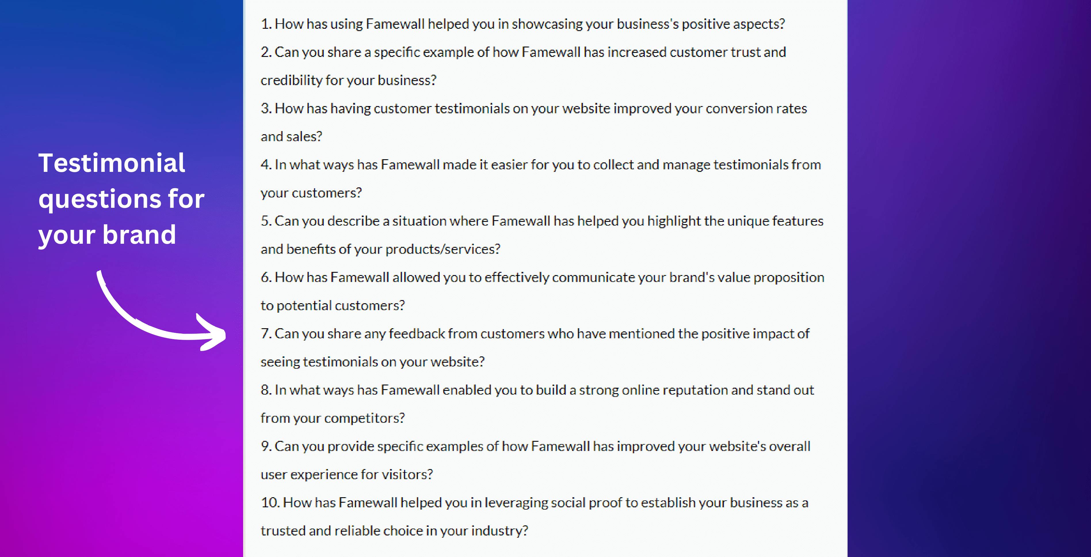 Testimonial Questions for your Brand